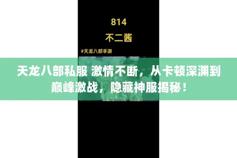 天龙八部私服 激情不断,从卡顿深渊到巅峰激战,隐藏神服揭秘! 天龙八部私服 激情不断,从卡顿深渊到巅峰激战,隐藏神服揭秘!