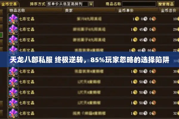 天龙八部私服 终极逆转,85%玩家忽略的选择陷阱 天龙八部私服 终极逆转,85%玩家忽略的选择陷阱