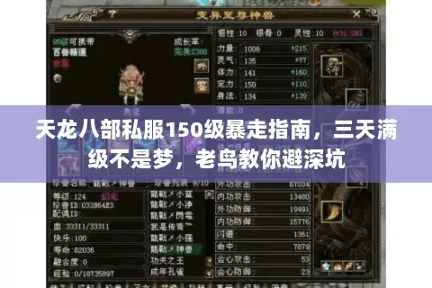 天龙八部私服150级暴走指南,三天满级不是梦,老鸟教你避深坑 天龙八部私服150级暴走指南,三天满级不是梦,老鸟教你避深坑