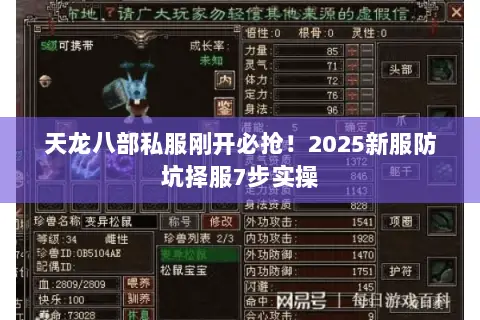 天龙八部私服刚开必抢!2025新服防坑择服7步实操 天龙八部私服刚开必抢!2025新服防坑择服7步实操