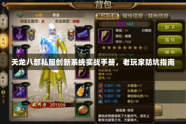 天龙八部私服创新系统实战手册,老玩家防坑指南 天龙八部私服创新系统实战手册,老玩家防坑指南