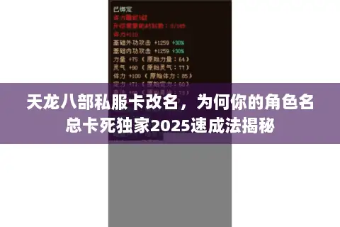 天龙八部私服卡改名，为何你的角色名总卡死独家2025速成法揭秘
