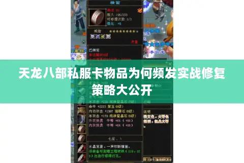 天龙八部私服卡物品为何频发实战修复策略大公开 天龙八部私服卡物品为何频发实战修复策略大公开