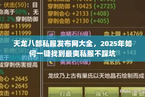 天龙八部私服发布网大全，2025年如何一键找到最爽私服不踩坑