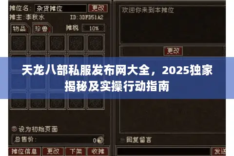 天龙八部私服发布网大全，2025独家揭秘及实操行动指南