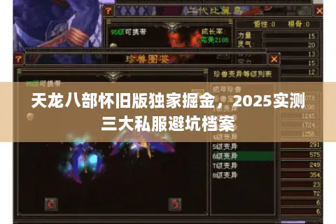 天龙八部怀旧版独家掘金,2025实测三大私服避坑档案 天龙八部怀旧版独家掘金,2025实测三大私服避坑档案