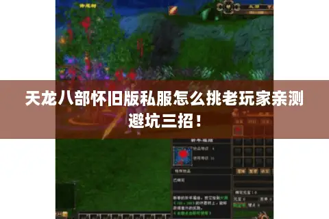 天龙八部怀旧版私服怎么挑老玩家亲测避坑三招! 天龙八部怀旧版私服怎么挑老玩家亲测避坑三招!