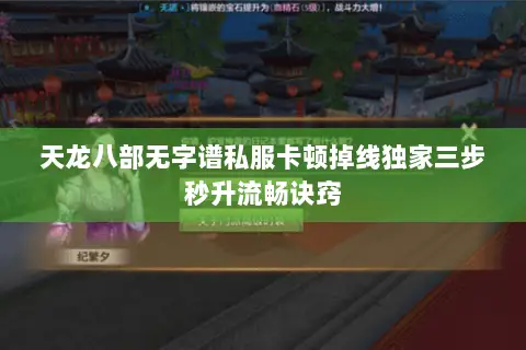 天龙八部无字谱私服卡顿掉线独家三步秒升流畅诀窍