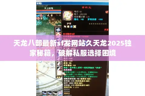 天龙八部最新sf发网站久天龙2025独家秘籍,破解私服选择困境 天龙八部最新sf发网站久天龙2025独家秘籍,破解私服选择困境