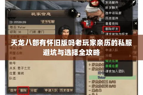天龙八部有怀旧版吗老玩家亲历的私服避坑与选择全攻略 天龙八部有怀旧版吗老玩家亲历的私服避坑与选择全攻略