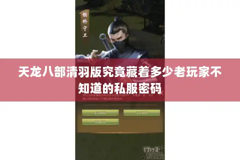 天龙八部清羽版究竟藏着多少老玩家不知道的私服密码 天龙八部清羽版究竟藏着多少老玩家不知道的私服密码