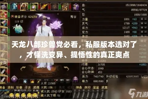 天龙八部珍兽党必看，私服版本选对了，才懂洗变异、提悟性的真正爽点