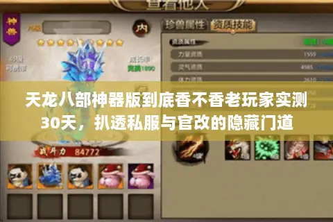 天龙八部神器版到底香不香老玩家实测30天,扒透私服与官改的隐藏门道 天龙八部神器版到底香不香老玩家实测30天,扒透私服与官改的隐藏门道