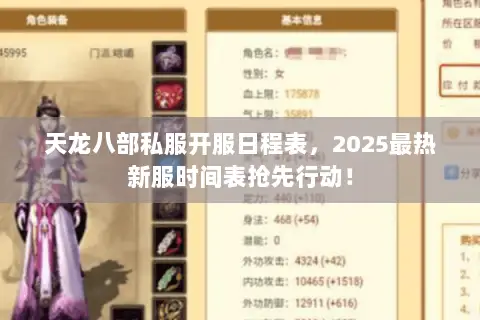 天龙八部私服开服日程表，2025最热新服时间表抢先行动！