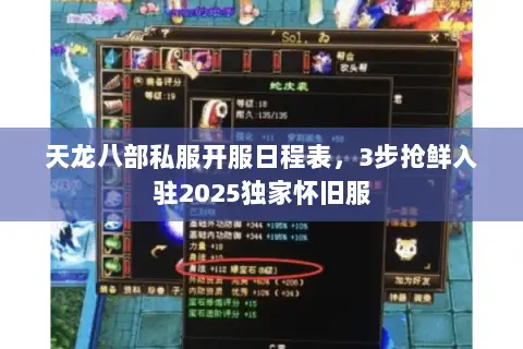 天龙八部私服开服日程表，3步抢鲜入驻2025独家怀旧服