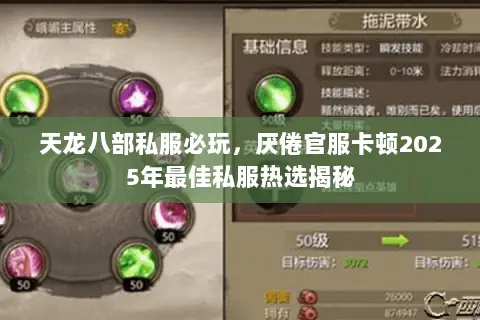 天龙八部私服必玩，厌倦官服卡顿2025年最佳私服热选揭秘