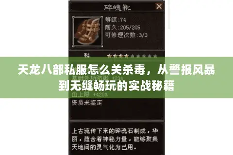 天龙八部私服怎么关杀毒,从警报风暴到无缝畅玩的实战秘籍 天龙八部私服怎么关杀毒,从警报风暴到无缝畅玩的实战秘籍