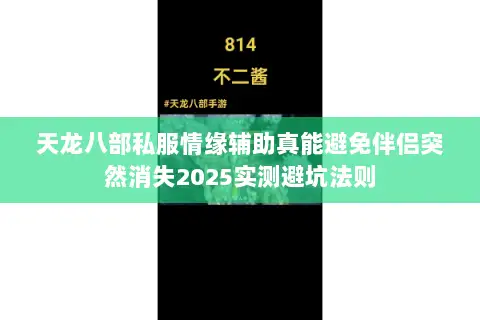天龙八部私服情缘辅助真能避免伴侣突然消失2025实测避坑法则 天龙八部私服情缘辅助真能避免伴侣突然消失2025实测避坑法则