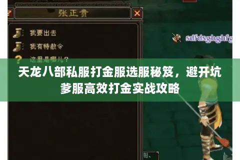 天龙八部私服打金服选服秘笈，避开坑爹服高效打金实战攻略