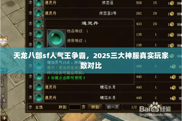 天龙八部sf人气王争霸，2025三大神服真实玩家数对比