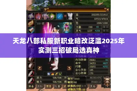 天龙八部私服新职业暗改泛滥2025年实测三招破局选真神