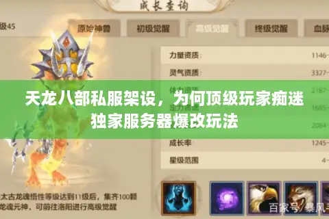 天龙八部私服架设,为何顶级玩家痴迷独家服务器爆改玩法 天龙八部私服架设,为何顶级玩家痴迷独家服务器爆改玩法