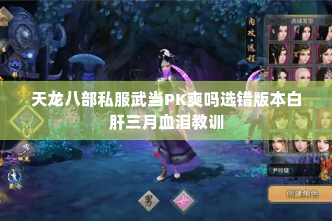 天龙八部私服武当PK爽吗选错版本白肝三月血泪教训