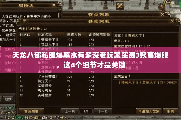 天龙八部私服爆率水有多深老玩家实测3款高爆服,这4个细节才是关键 天龙八部私服爆率水有多深老玩家实测3款高爆服,这4个细节才是关键