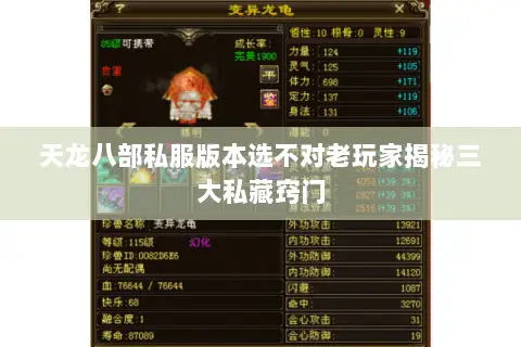 天龙八部私服版本选不对老玩家揭秘三大私藏窍门 天龙八部私服版本选不对老玩家揭秘三大私藏窍门
