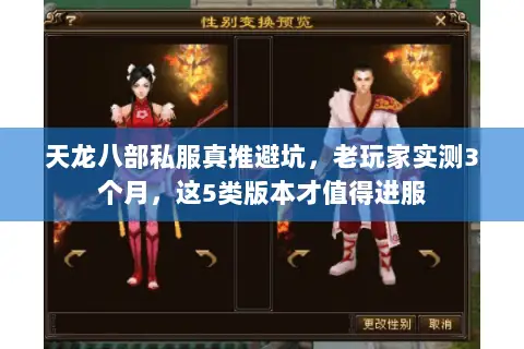 天龙八部私服真推避坑，老玩家实测3个月，这5类版本才值得进服