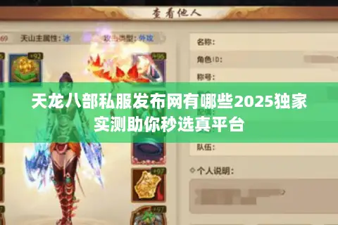天龙八部私服发布网有哪些2025独家实测助你秒选真平台 天龙八部私服发布网有哪些2025独家实测助你秒选真平台