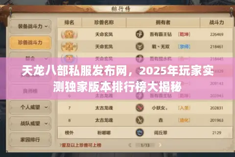 天龙八部私服发布网,2025年玩家实测独家版本排行榜大揭秘 天龙八部私服发布网,2025年玩家实测独家版本排行榜大揭秘