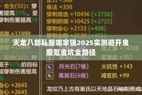 天龙八部私服哪家强2025实测避开鬼服氪金坑全路径 天龙八部私服哪家强2025实测避开鬼服氪金坑全路径