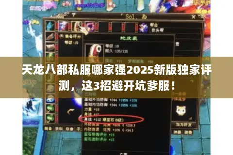 天龙八部私服哪家强2025新版独家评测,这3招避开坑爹服! 天龙八部私服哪家强2025新版独家评测,这3招避开坑爹服!