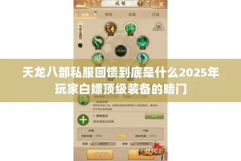 天龙八部私服回馈到底是什么2025年玩家白嫖顶级装备的暗门 天龙八部私服回馈到底是什么2025年玩家白嫖顶级装备的暗门