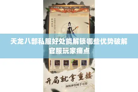 天龙八部私服好处能解锁哪些优势破解官服玩家痛点 天龙八部私服好处能解锁哪些优势破解官服玩家痛点