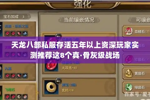 天龙八部私服存活五年以上资深玩家实测推荐这8个真·骨灰级战场 天龙八部私服存活五年以上资深玩家实测推荐这8个真·骨灰级战场