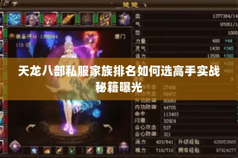 天龙八部私服家族排名如何选高手实战秘籍曝光 天龙八部私服家族排名如何选高手实战秘籍曝光