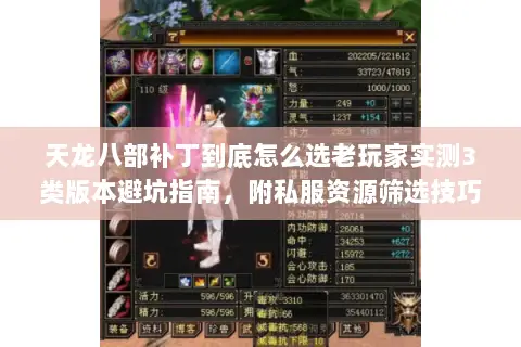 天龙八部补丁到底怎么选老玩家实测3类版本避坑指南,附私服资源筛选技巧 天龙八部补丁到底怎么选老玩家实测3类版本避坑指南,附私服资源筛选技巧