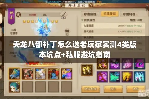 天龙八部补丁怎么选老玩家实测4类版本坑点+私服避坑指南 天龙八部补丁怎么选老玩家实测4类版本坑点+私服避坑指南