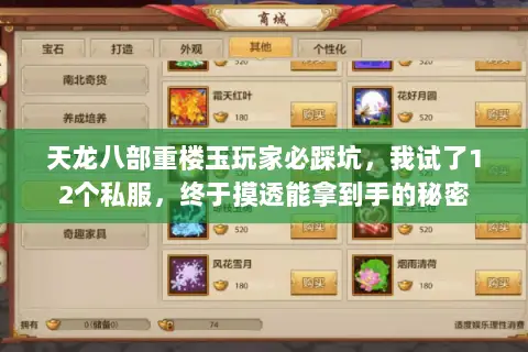 天龙八部重楼玉玩家必踩坑，我试了12个私服，终于摸透能拿到手的秘密