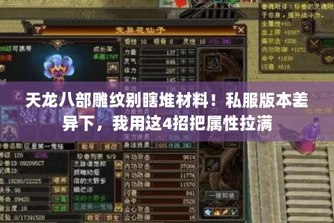 天龙八部雕纹别瞎堆材料!私服版本差异下,我用这4招把属性拉满 天龙八部雕纹别瞎堆材料!私服版本差异下,我用这4招把属性拉满