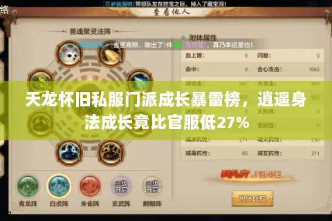 天龙怀旧私服门派成长暴雷榜,逍遥身法成长竟比官服低27% 天龙怀旧私服门派成长暴雷榜,逍遥身法成长竟比官服低27%