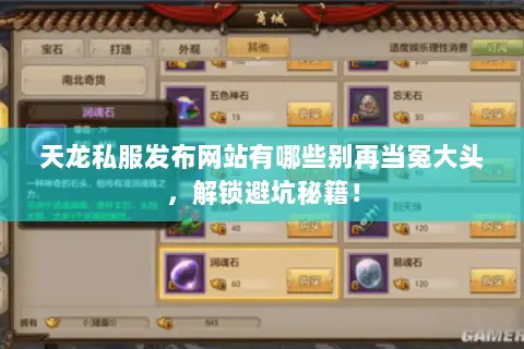 天龙私服发布网站有哪些别再当冤大头，解锁避坑秘籍！