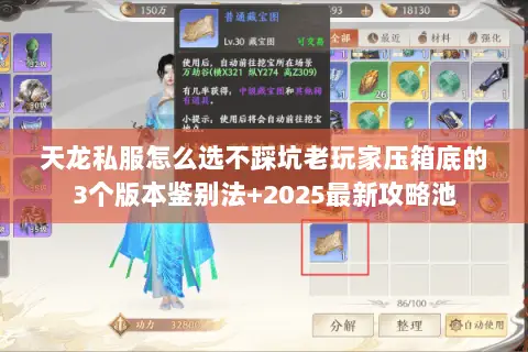 天龙私服怎么选不踩坑老玩家压箱底的3个版本鉴别法+2025最新攻略池 天龙私服怎么选不踩坑老玩家压箱底的3个版本鉴别法+2025最新攻略池