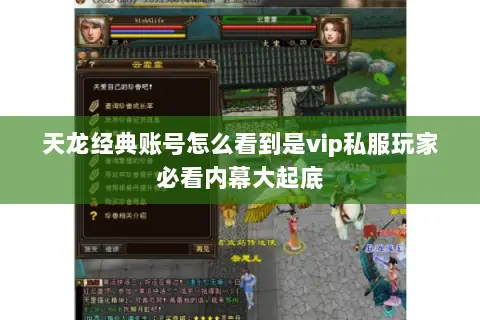 天龙经典账号怎么看到是vip私服玩家必看内幕大起底 天龙经典账号怎么看到是vip私服玩家必看内幕大起底