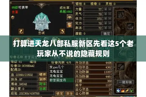 打算进天龙八部私服新区先看这5个老玩家从不说的隐藏规则 打算进天龙八部私服新区先看这5个老玩家从不说的隐藏规则