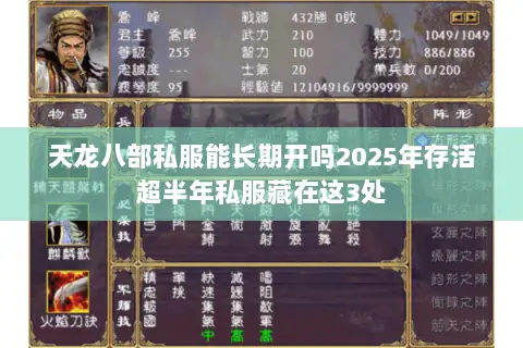 天龙八部私服能长期开吗2025年存活超半年私服藏在这3处