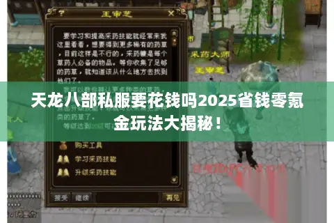 天龙八部私服要花钱吗2025省钱零氪金玩法大揭秘！