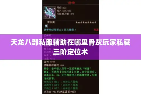 天龙八部私服辅助在哪里骨灰玩家私藏三阶定位术 天龙八部私服辅助在哪里骨灰玩家私藏三阶定位术